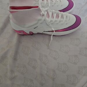 Women's Pink and White Soccer Shoes
